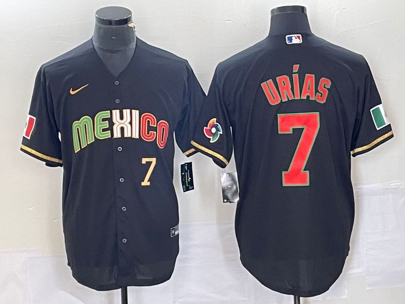 Men 2023 World Cub Mexico 7 Urias Black Nike MLB Jersey style 91835